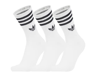 Adidas Originals 3S Crew Socks 3 Pairs Unisex Sports Casual Socks White JV7401 - Picture 1 of 5
