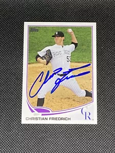Tarjeta Topps 2013 firmada por Christian Friedrich Colorado Rockies #US102 ~ Certificado de autenticidad - Imagen 1 de 3