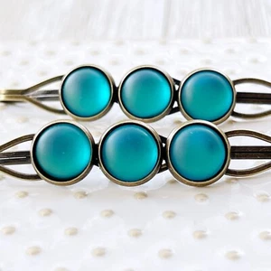Blue Rhinestone Hair Pins for Women Cute Bobby Pin Hair Clip Set of 2 - Picture 1 of 9