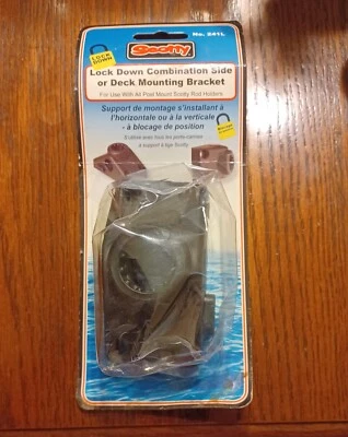 Scotty 241L Locking Side/Deck Mounting Bracket for Post Mount Rod Holder Black - Image 1 of 3