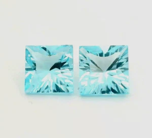 10.65 carats  Natural Brazil blue topaz  pair  for earrings square concave cut - Picture 1 of 4