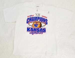 KANSAS JAYHAWKS Back 2 Back BIG 12 Champions Shirt Size XL White - New with Tags - Picture 1 of 8