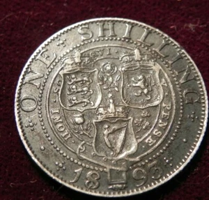 GREAT BRITAIN. SILVER 1 SHILLING, 1893. QUEEN VICTORIA. XF + id67 - Picture 1 of 2