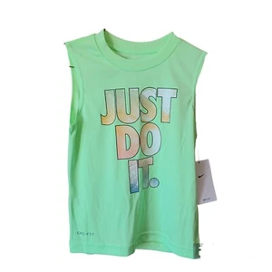 Nike Boys 6 Neon Green JUST DO IT Tank Top-Dri-Fit - Picture 1 of 4