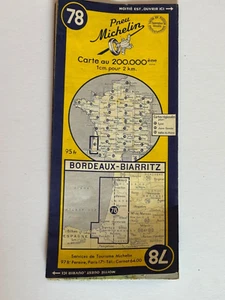 Vintage Carte Michelin Paper Map. no 78, Bordeaux-Biarritz, 1955 - Picture 1 of 1