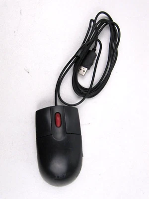 IBM USB Mouse Wired Corded Optical Black Button Scroll Wheel MO28UO - Image 1 of 4