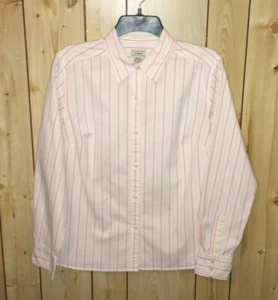 Camisa informal LL Bean talla mediana para mujer manga larga abotonada rosa a rayas - Imagen 1 de 5