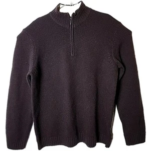 Timberland Men XL Brown 1/4 Zip Pullover 100% Lamb Wool Knit Long Sleeve Sweater - Picture 1 of 5
