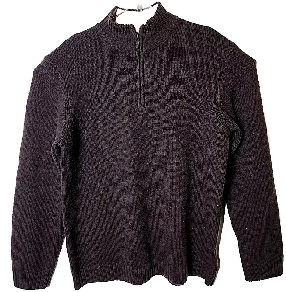 Timberland Hombres XL Marrón 1/4 Cremallera Pullover 100% Lana de Cordero Tejido Manga Larga Suéter Foto 1 de 4