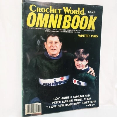 Crochet World Omni Book Magazine Winter 1985 Sweater Baby Afghan scarf gloves - Image 1 of 4
