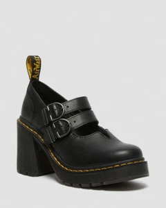Dr. Martens Women's Eviee Sendal Leather Heeled Mary Jane Shoes Black - Picture 1 of 8