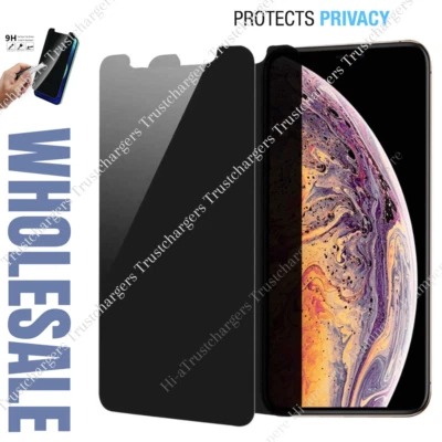 Wholesale Privacy Tempered Glass Screen Protector For iPhone 14 13 12 Pro Max XS - Image 1 of 4