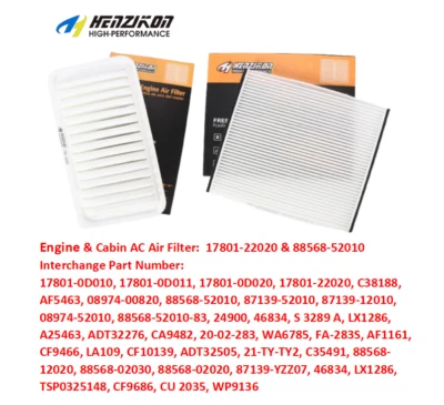 Combo Set Engine & Cabin AC Air Filter For 2003- 2008 Toyota Corolla Matrix 1.8L - Image 1 of 4