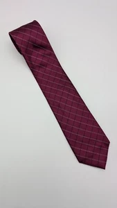 Calvin Klein 100% Silk Red Black White Checkered Neck Tie NEW - Picture 1 of 8
