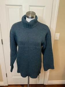 Comme Des Garcons SHIRT Blue Green Wool Rib Knit Turtleneck Sweater Size Large - Picture 1 of 6