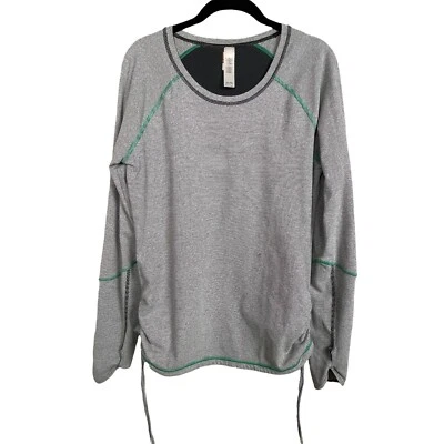 Lucy Tech Black White Striped Ruched Sides Size L Top Long Sleeve Thumb Hole - Imagem 1 de 4