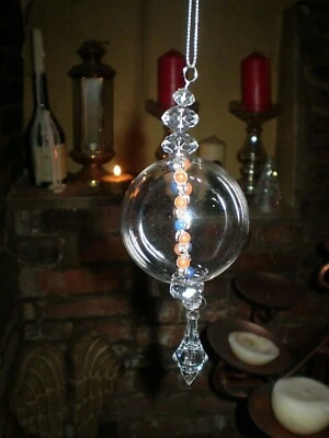 2 DANISH LUXURY COLOURED BEAD CRYSTAL BAUBLE CHRISTMAS DECORATION,ORNAMENT  - Image 1 of 2