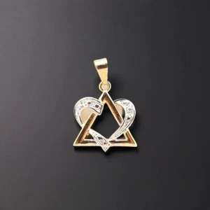 14K Yellow Gold Heart Star of David Pendant 1.60g, Appraised $300 - Picture 1 of 6