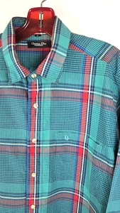 Christian Dior Monsieur Button Down Shirt Plaid Check Stripes Mens L Large - Picture 1 of 6
