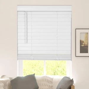 CALYX INTERIORS Faux Wood Blinds with Classic Valance, Cordless, 2" Slat, 27.... - Picture 1 of 6
