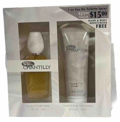White Chantilly Eau de Toilette Spray 1 oz + Crema hidratante para manos y cuerpo 4 oz años 90 Foto 1 de 2