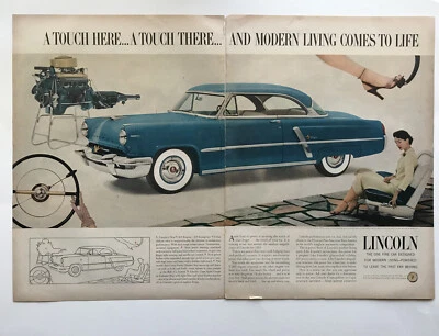 1953 Lincoln Vintage Print Ad Red Heart Vaughan Seeds Chemstrand Acrilan Fiber - Image 1 of 4