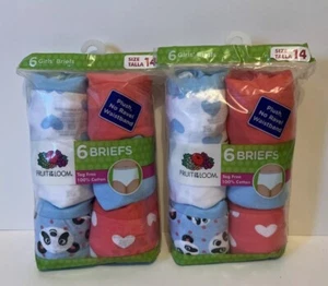 Fruit of the Loom Girls Brief Underwear, 6 Pack Size 14. 2 Packs - Picture 1 of 3