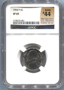 1994-P  Jefferson Nickel - NGC SP69  - SPECIMEN -  FULLY WHITE -  #44 - Picture 1 of 2
