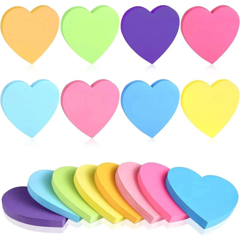 240 Sheets Sticky Notes,Heart Shaped Post it Notes,3 x 3 inch Eight Colors - Image 1 of 4