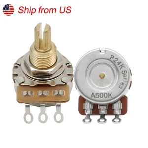 Fleor 2 Stück A500K Full Size Potis Gitarre Bass Potentiometer Messing Langschaft - Bild 1 von 12