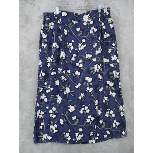 Elisabeth by Liz Claiborne Rock Damen 22 dunkelblau Blumen Midi Faux Wickel Boho - Bild 1 von 6