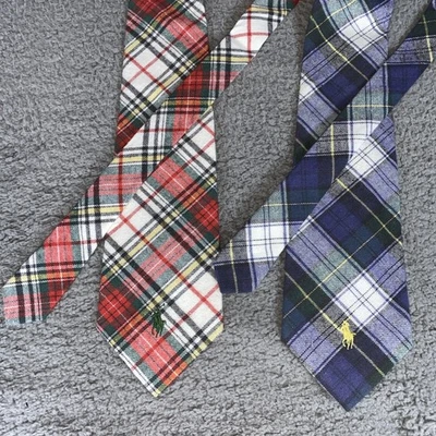 Corbata para hombre POLO by Ralph Lauren 100 % algodón ~ cuadros ~ hecha a mano en EE. UU. Foto 1 de 3