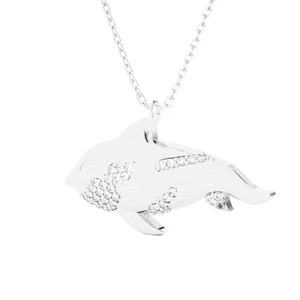 Lab Grown Round Diamond Necklace Pendant, 1/4 CTTW, 48 Diamond, 925 Sterling ... - Picture 1 of 4