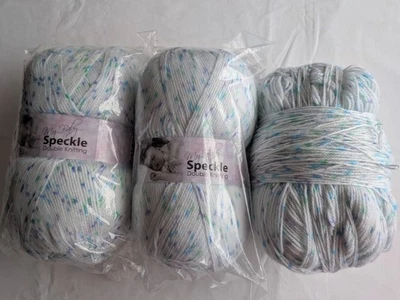 My Baby Speckle Double Knitting Yarn - White with blue, green and purple - 750g - Image 1 of 4