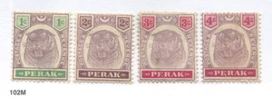 Malaya Perak 1895-99 1 cent to 4 cents mint o.g. hinged - Picture 1 of 1