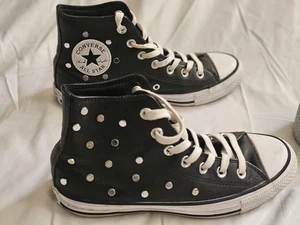 Converse High Top Sneaker schwarz Leder Nieten, Größe UK 5 EU 37,5 - Bild 1 von 6