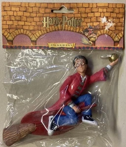 Harry Potter Ornament Flying On Broom Golden Snitch Kurt Adler Christmas 2001 - Picture 1 of 9