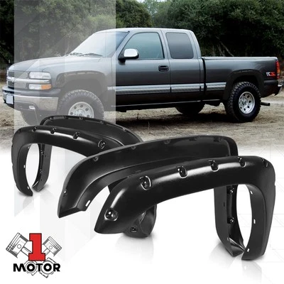 Cubierta de rueda con remache de bolsillo texturizado guardabarros llamaradas para 99-02 Silverado 07 Sierra Foto 1 de 4