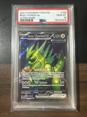 2024 Pokemon Twm En-Twilight Masquerade Ultra Rare Iron Thorns Ex #196 PSA 10 - Image 1 of 2
