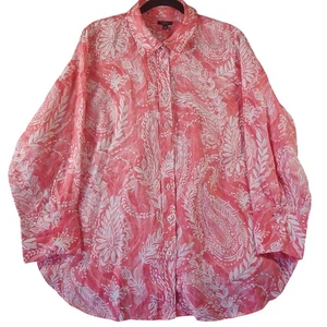 Camisa Talbots Plus Petite 2XP Coral Estampado Paisley Manga Larga Abotonada - Imagen 1 de 6