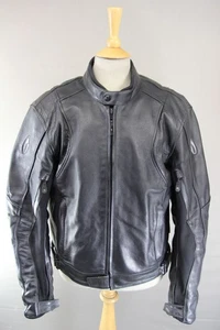 RICHA TG-1 BLACK LEATHER BIKER JACKET WITH CE ARMOUR & REISSA MEMBRANE 46 INCH - Picture 1 of 11