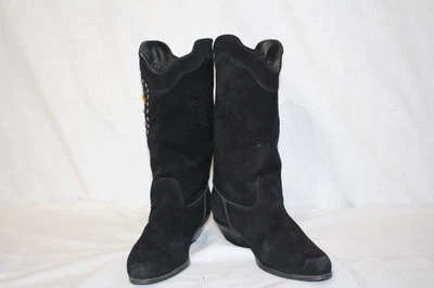 AJ. Botas vaqueras/occidentales VALENCI de cuero negro con estrás para mujer talla 6M-B81 Foto 1 de 4