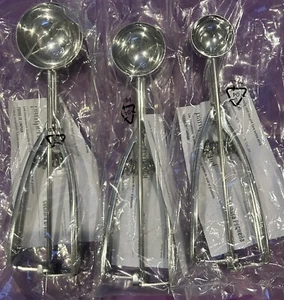 NEW Pampered Chef Stainless Steel Scoop Set of 3 Small Medium Large Lot - Picture 1 of 3