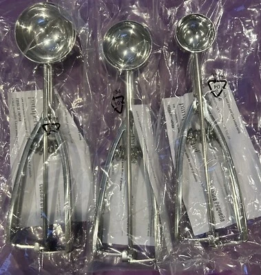 NEW Pampered Chef Stainless Steel Scoop Set of 3 Small Medium Large Lot - Image 1 of 3