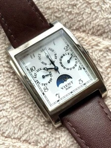 Seiko Alba Vient V33F 5A10 Moonphase Watch Gold Square Case Quartz Working Japan - Picture 1 of 8