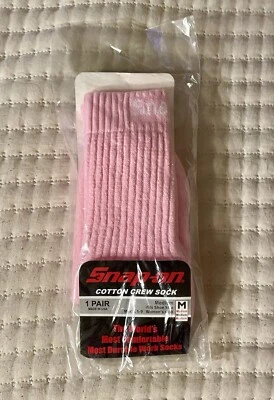 1 Pair SNAP-ON Pink Cotton Crew Socks Women's 6-10 ,Men 5-9 Size M Work Sock - Image 1 of 4
