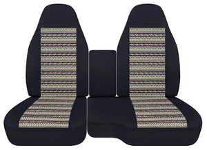 Fundas de asiento de coche camión negro-boho burdeos amarillo se adapta a 98-03 Chevy S10 60-40 hiback - Imagen 1 de 10