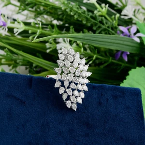 3.20 Ct Lab Grown CVD Diamond Cluster Ring 18k Solid White Gold Anniversary Gift - Picture 1 of 7