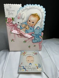 Vintage Lot Of 2 New Baby Greeting Cards ~ Fairfield Forget-Me-Not ~ Used - Picture 1 of 9