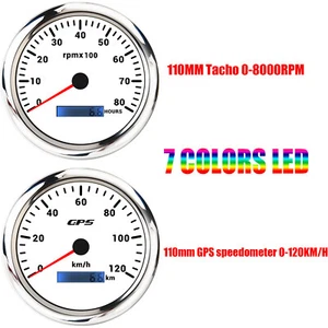 110MM Velocímetro GPS Blanco 120km/h&tacho 8000RPM para Barco - Imagen 1 de 18